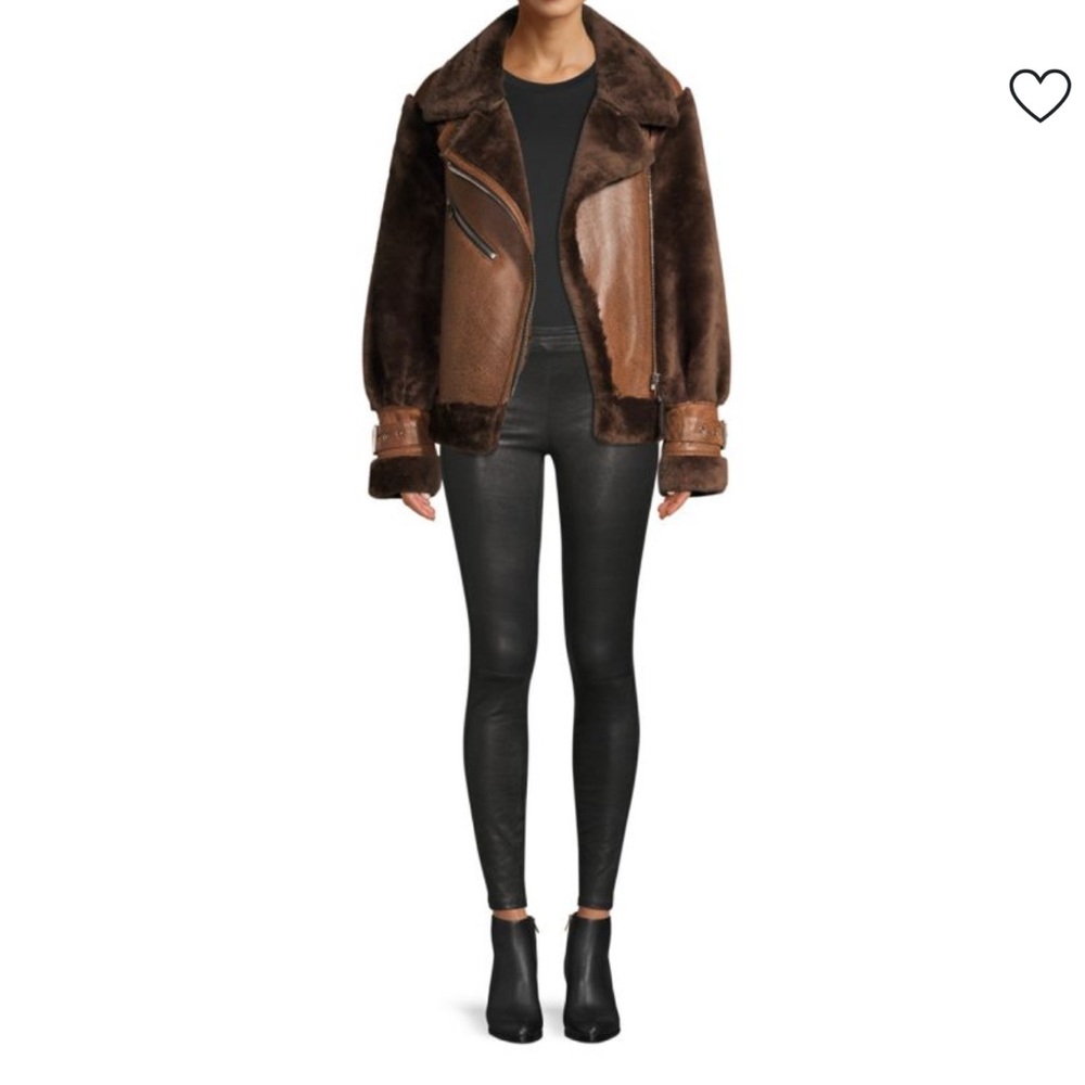 Brown Leather and Fur Women's Jacket - Picture 6 of 8